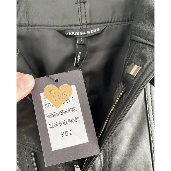 NWT Marissa Webb "Anniston" Leather Pants in Black, size 2 - Picture 6 of 13